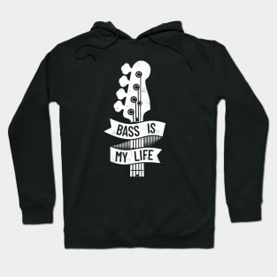 Bass is My Life Bass Guitar Headstock Dark Theme Hoodie